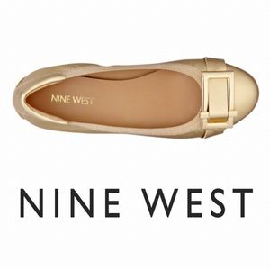 Nine West Gold Ballerina Flats w/ Buckle Accent